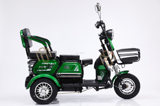 Triciclo de 600w 48v para adultos com sistema de travagem de tambor dianteiro e tambor traseiro e bateria de íons de lítio de 60V100Ah