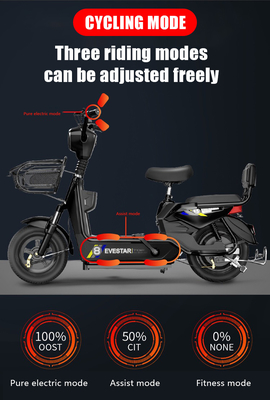 Veículo de bateria de caminhada para adultos 48v Bicicleta elétrica com motor central 350w e velocidade máxima 30-50Km/h