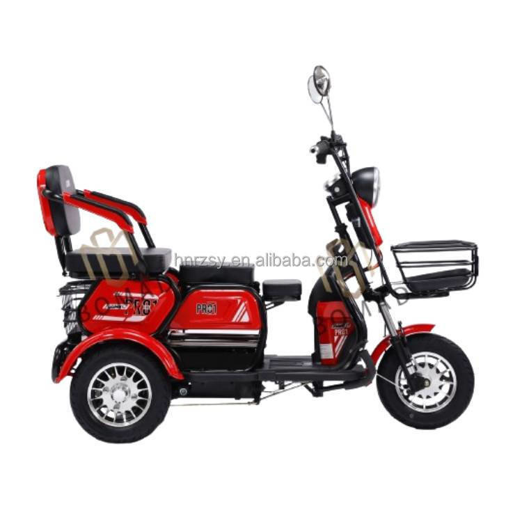 Triciclo de 600w 48v para adultos com sistema de travagem de tambor dianteiro e tambor traseiro e bateria de íons de lítio de 60V100Ah